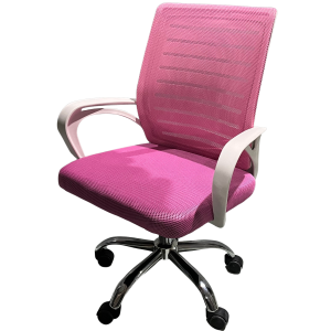 BY-017-2 πολυθρόνα γραφείου σκελετός πλαστικός ΛΕΥΚΟΣ ύφασμα mesh ΡΟΖ / 63x50x87-97